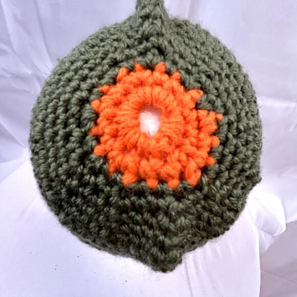 Handmade Green crochet cap 10" wide by 7 " tall hat NWOT child or adult - Picture 5 of 6